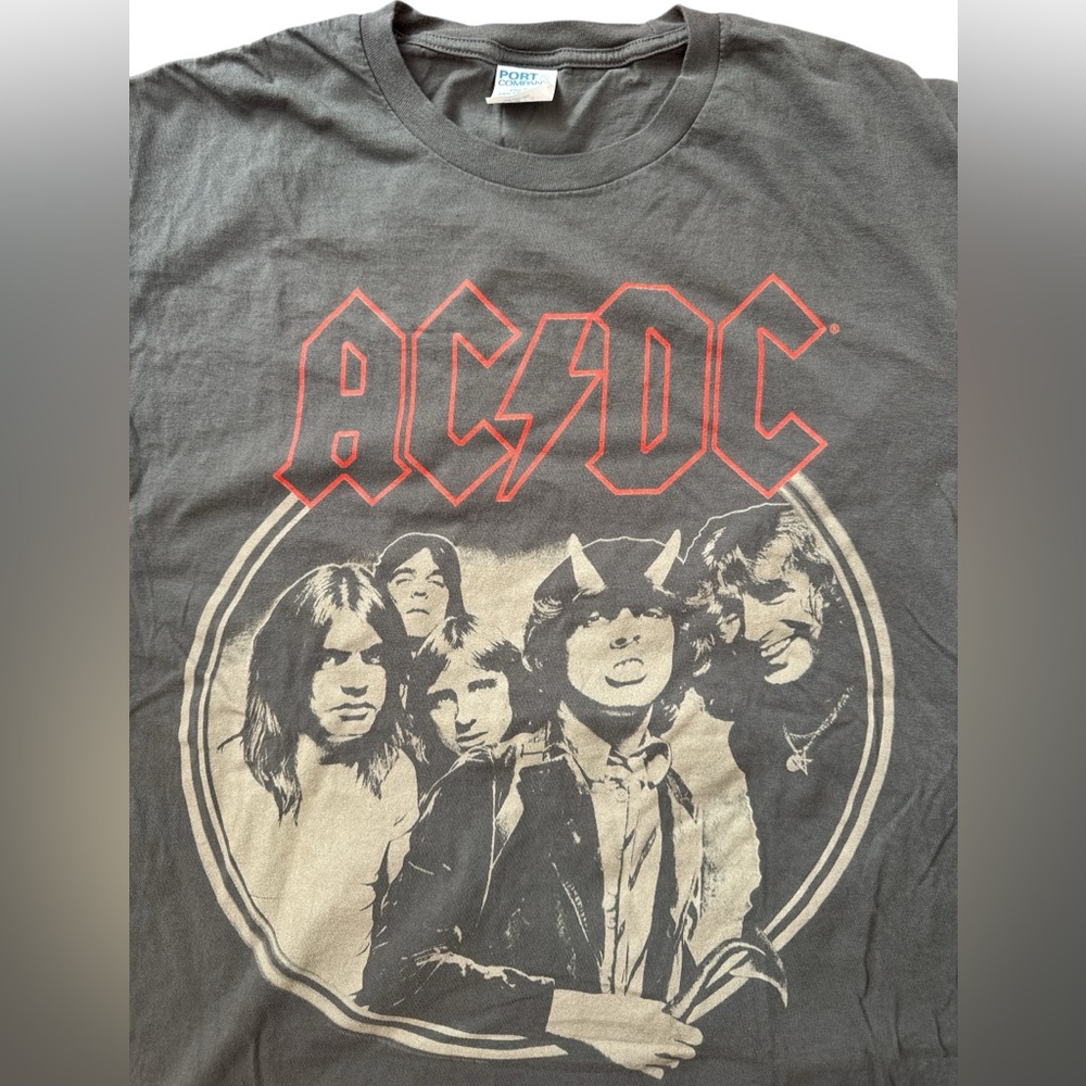 AC/DC Y2K Men’s Gray T-Shirt Size Large‎ Grunge Hair Band Metal T-Shirt Rocker